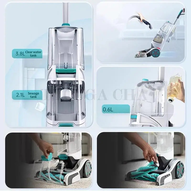 50℃ Floor Scrubber Dryer Machine For Fabric Carpet Sweeping 99% Mite Removal For Hotel Cleaning Scrubbing Home Appliance 16KPa